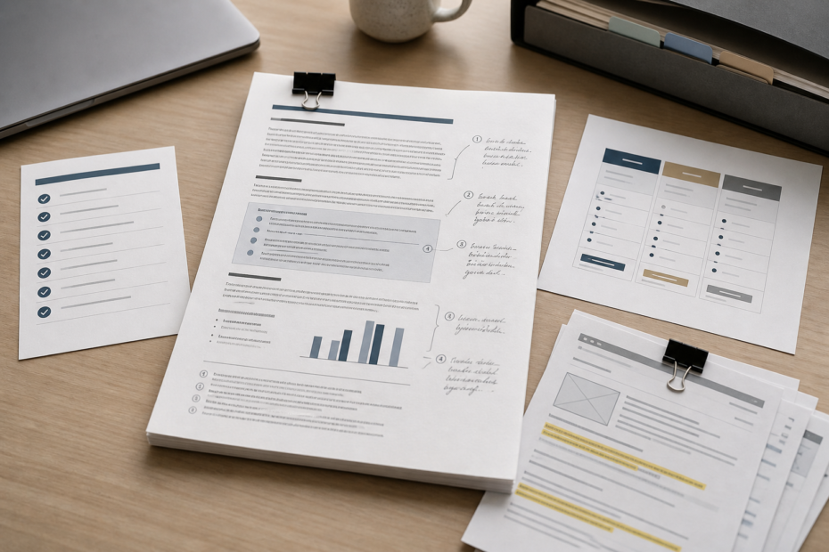 Team compiling a cited competitor research brief using an AI search engine for business research